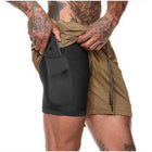 2 in 1 Men's Elastic Gym Shorts - Blue Force Sports