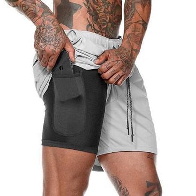 2 in 1 Men's Elastic Gym Shorts - Blue Force Sports