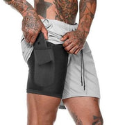 2 in 1 Men's Elastic Gym Shorts - Blue Force Sports