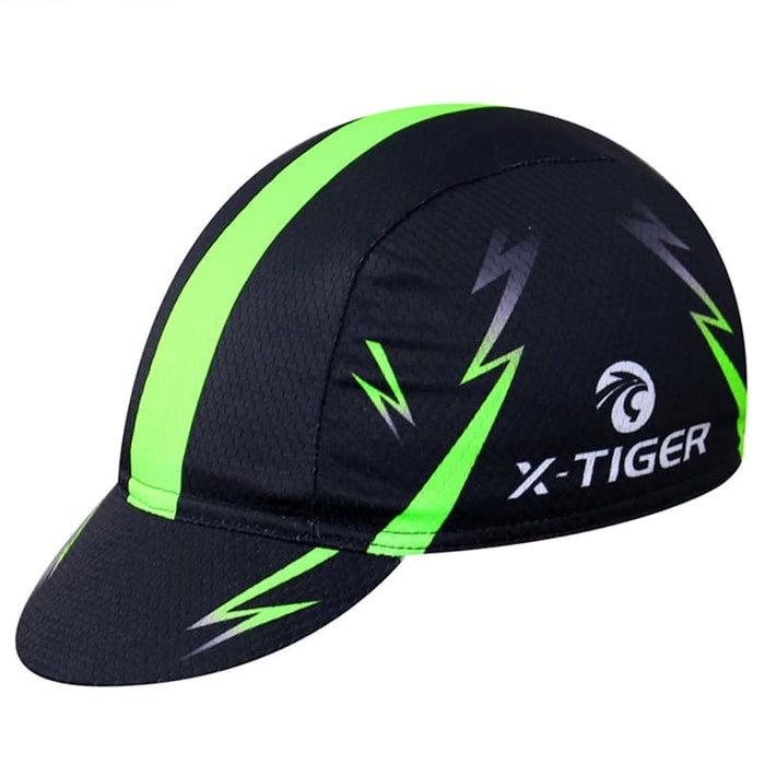 Breathable Moisture Wicking Men's Cycling Cap with Green Stripe - Blue Force Sports