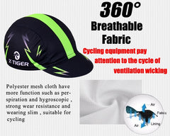 Breathable Moisture Wicking Men's Cycling Cap with Green Stripe