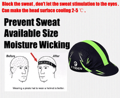 Breathable Moisture Wicking Men's Cycling Cap with Green Stripe - Blue Force Sports