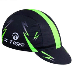 Breathable Moisture Wicking Men's Cycling Cap with Green Stripe - Blue Force Sports