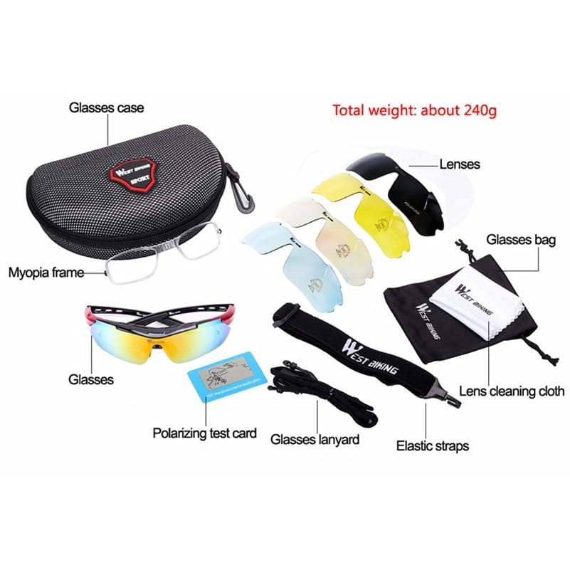 5 Lenses Outdoor Cycling Glasses - Blue Force Sports