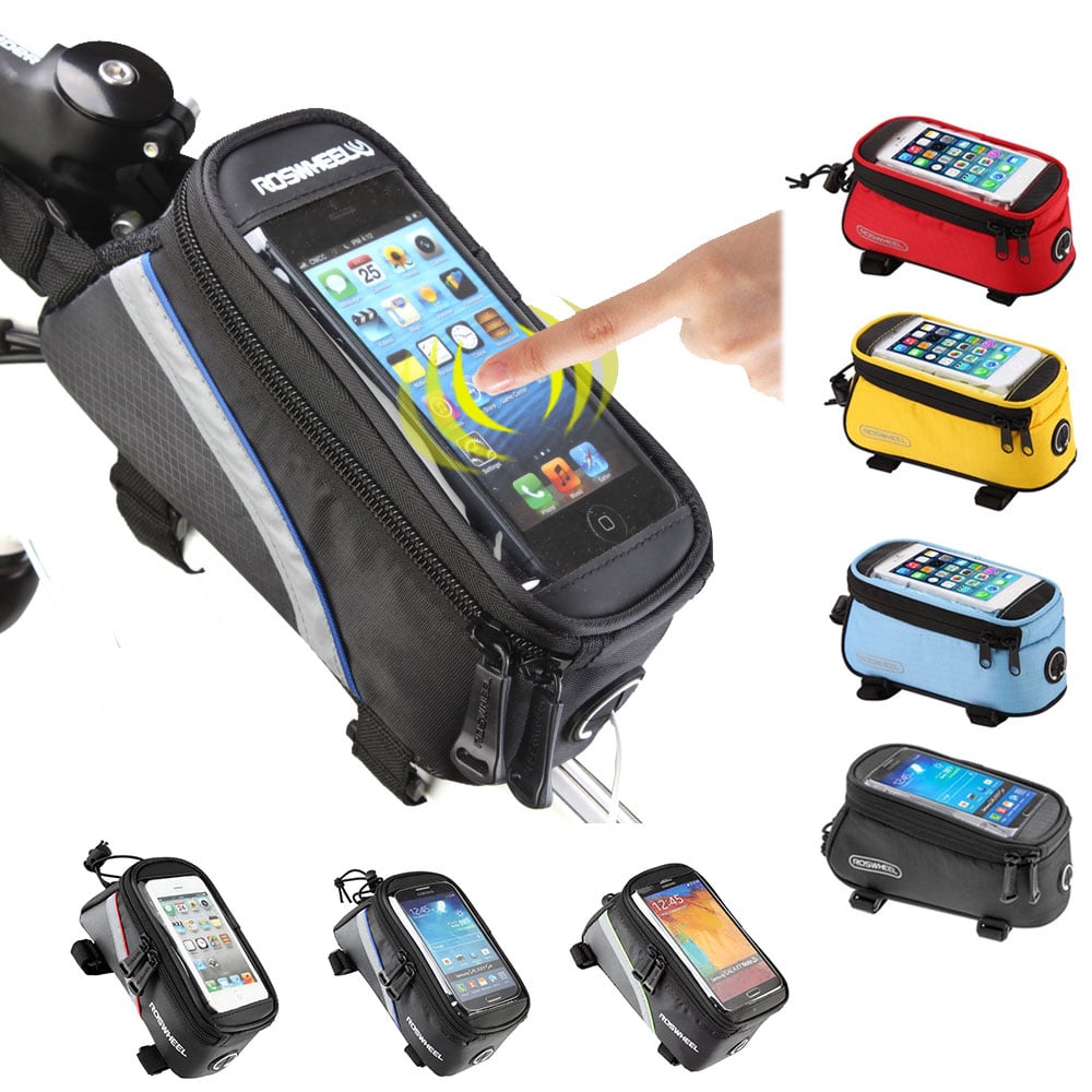 Water-Resistant Colorful PU/PVC Bicycle Bag with Phone Holder - Blue Force Sports