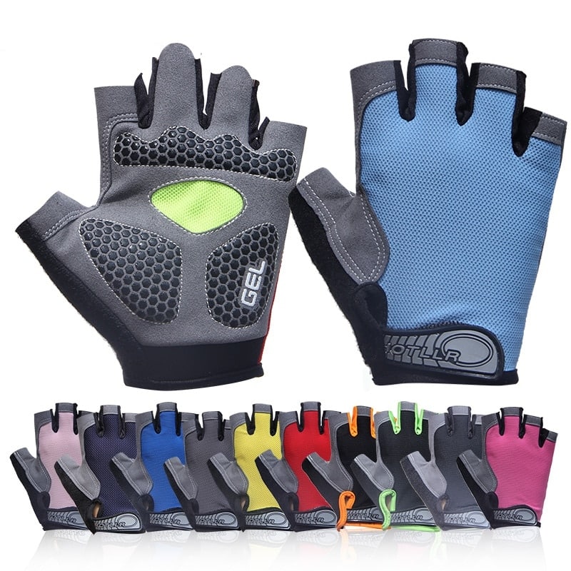 Gel Padded Half Finger Sports Gloves - Blue Force Sports