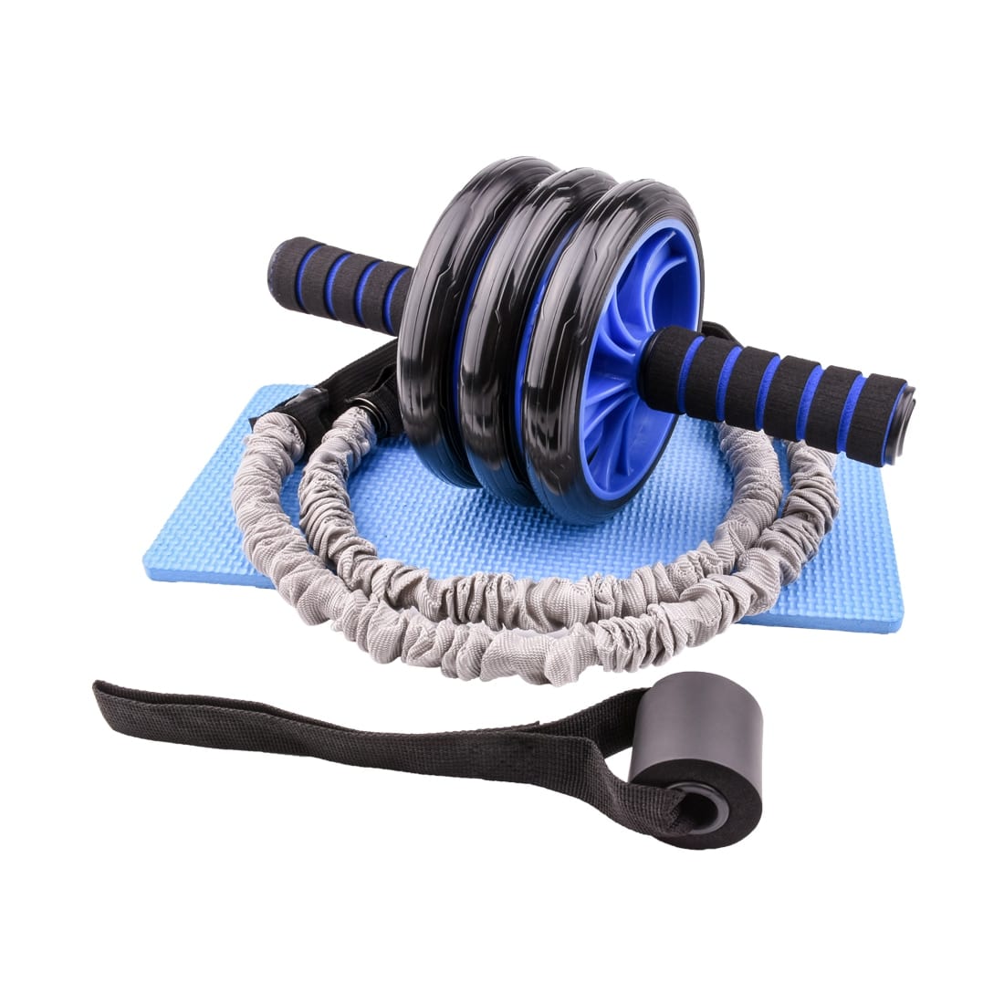AB Wheels Roller with Resistance Band - Blue Force Sports