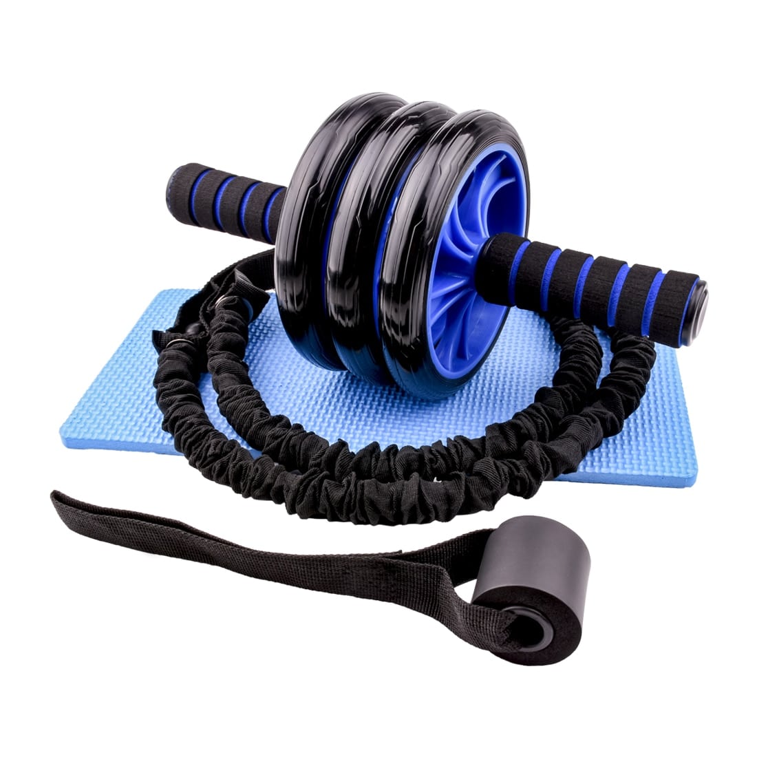 AB Wheels Roller with Resistance Band - Blue Force Sports