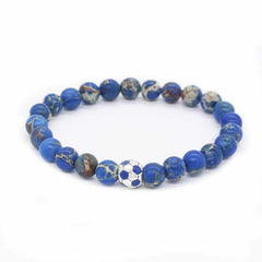 Football Natural Stone Charm Bracelets for Men - Blue Force Sports