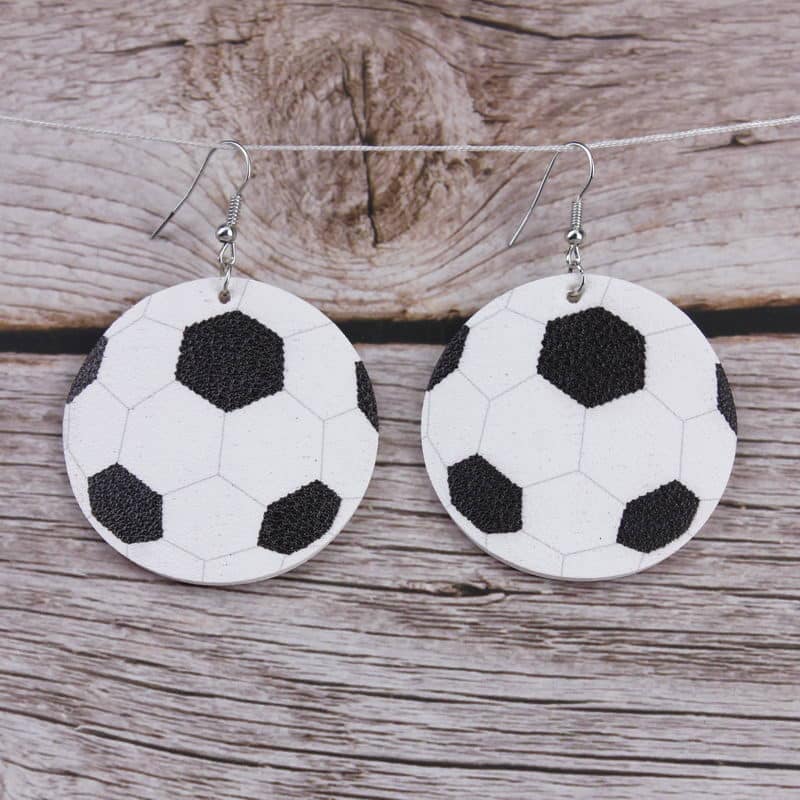 Large Soccer Ball Shaped Drop Earrings - Blue Force Sports