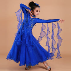 Girl's Ballroom Dancing Dresses - Blue Force Sports
