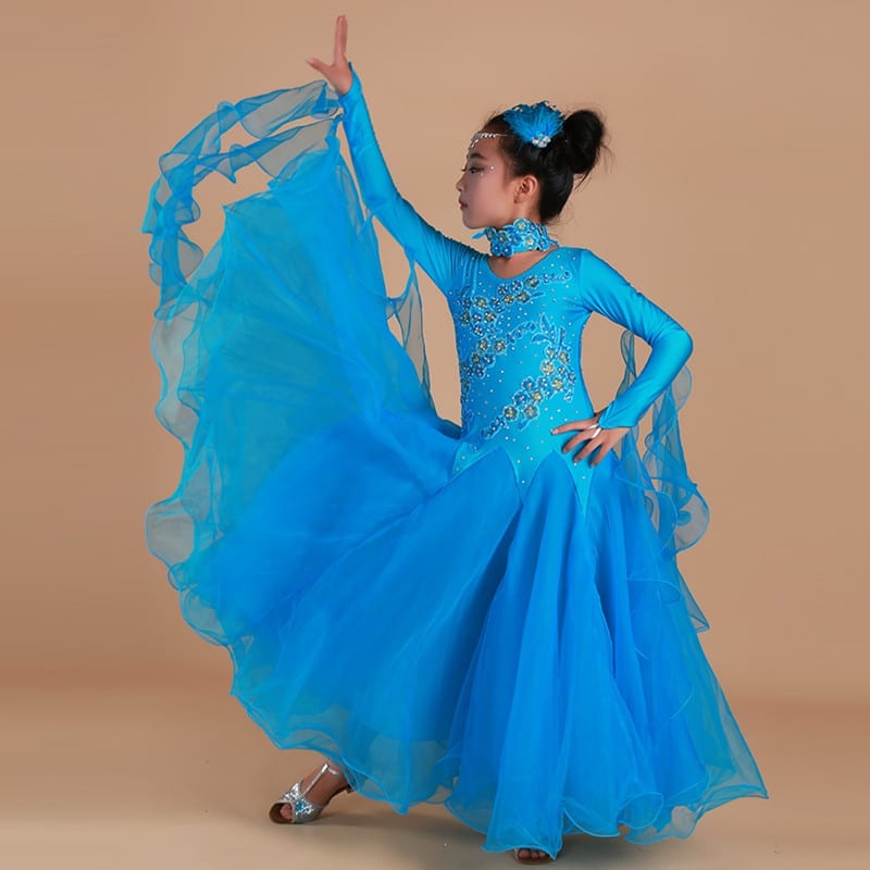 Girl's Ballroom Dancing Dresses - Blue Force Sports