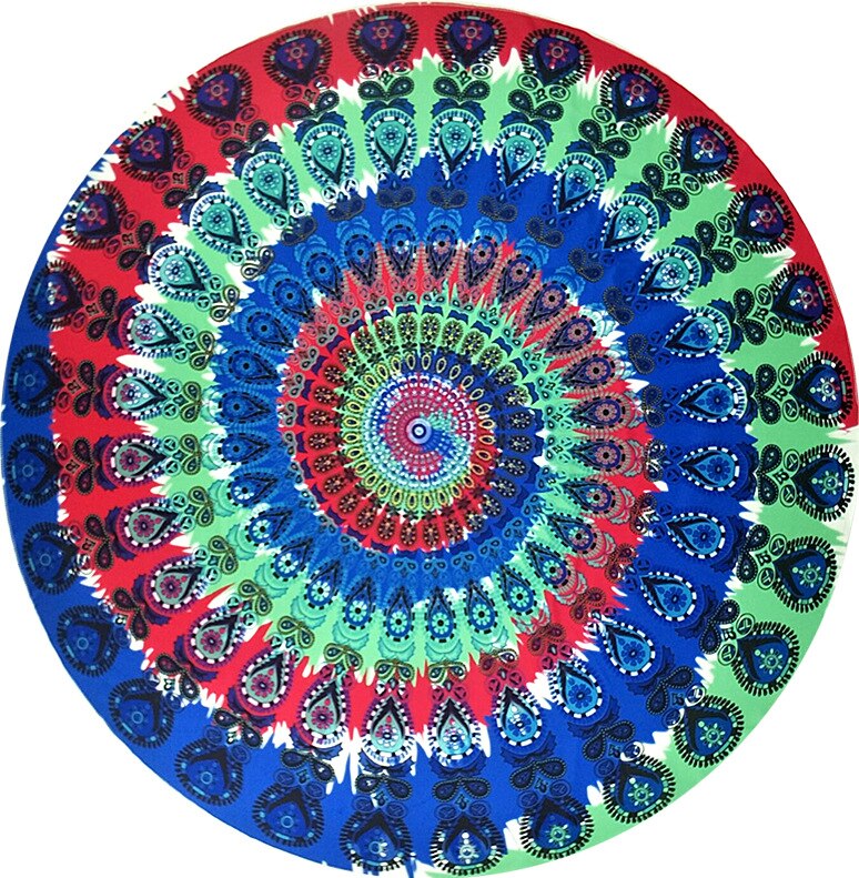Chiffon Round Yoga Mat Blanket in Boho Style - Blue Force Sports