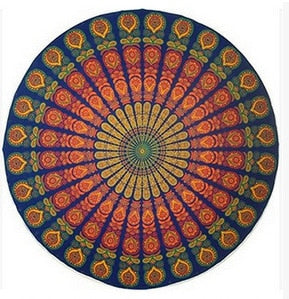 Chiffon Round Yoga Mat Blanket in Boho Style - Blue Force Sports
