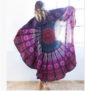 Chiffon Round Yoga Mat Blanket in Boho Style - Blue Force Sports