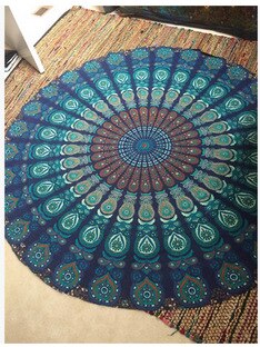 Chiffon Round Yoga Mat Blanket in Boho Style - Blue Force Sports