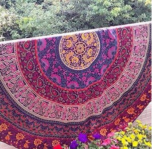 Chiffon Round Yoga Mat Blanket in Boho Style - Blue Force Sports