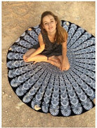 Chiffon Round Yoga Mat Blanket in Boho Style - Blue Force Sports