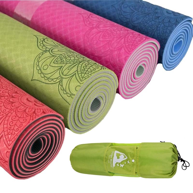 6 mm Patterned Yoga Mat with Bag - Blue Force Sports