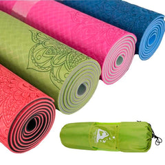 6 mm Patterned Yoga Mat with Bag - Blue Force Sports
