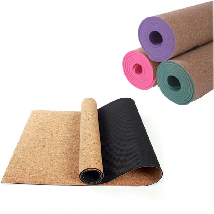 Two Layer Cork Yoga Mat - Blue Force Sports