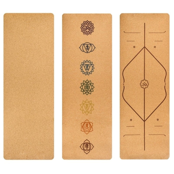 Cork Coated Patterned Yoga Mat - Blue Force Sports