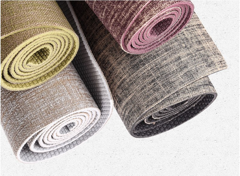 Thick Natural Linen Coated Yoga Mat - Blue Force Sports