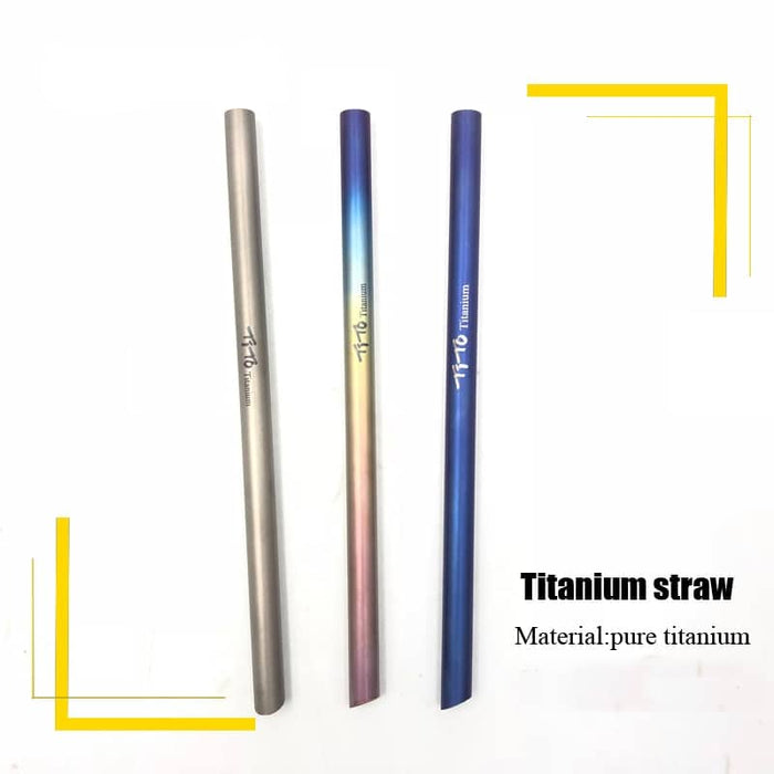 Camping Titanium Straws with Cleaner Brush - Blue Force Sports