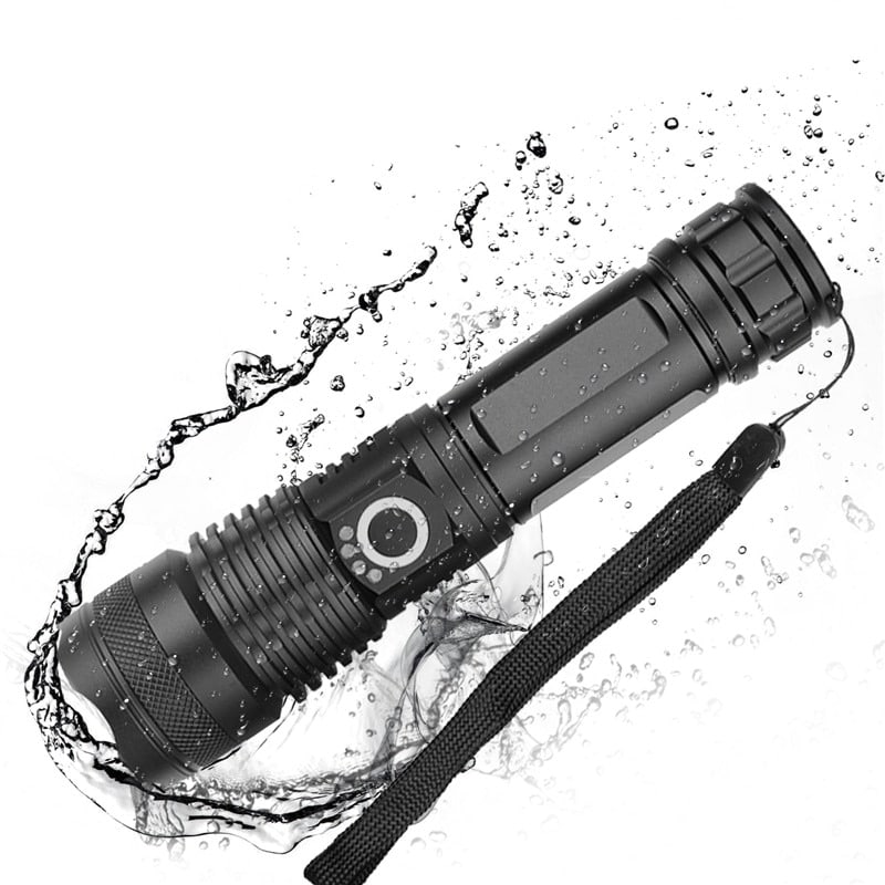 Powerful Black LED Flashlight with Zoom - Blue Force Sports