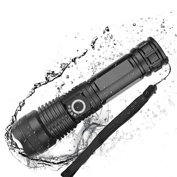 Powerful Black LED Flashlight with Zoom - Blue Force Sports