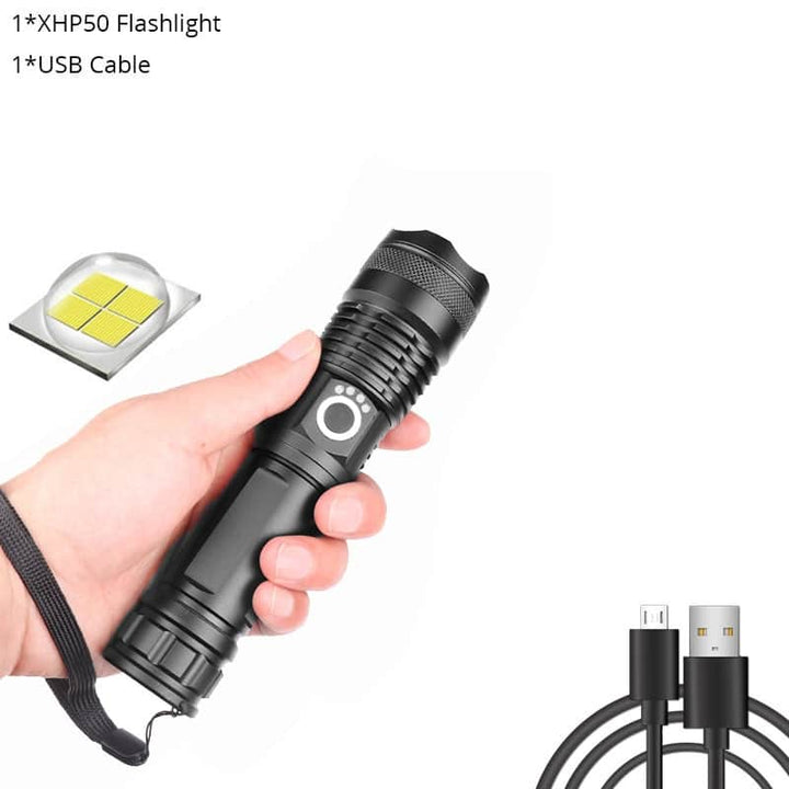 Powerful Black LED Flashlight with Zoom - Blue Force Sports