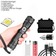 Powerful Black LED Flashlight with Zoom - Blue Force Sports