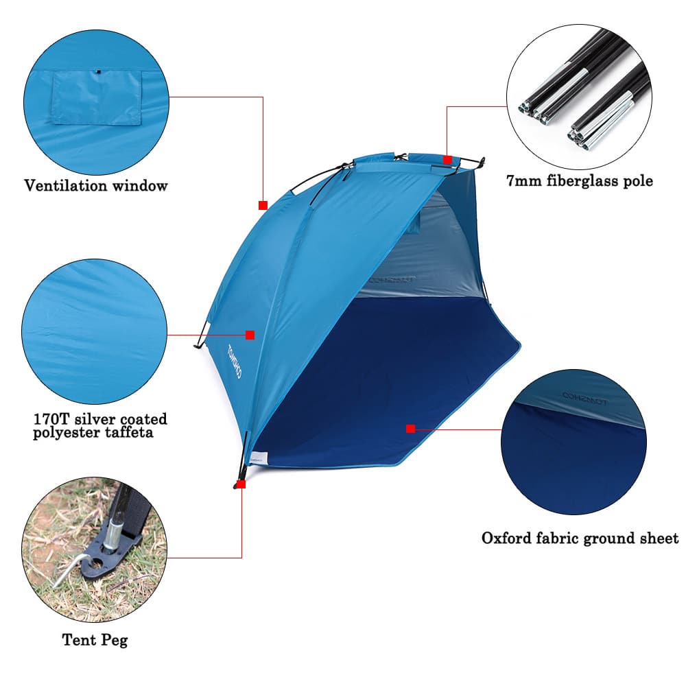 Outdoor Beach Pop Up Tent with Carry Bag - Blue Force Sports
