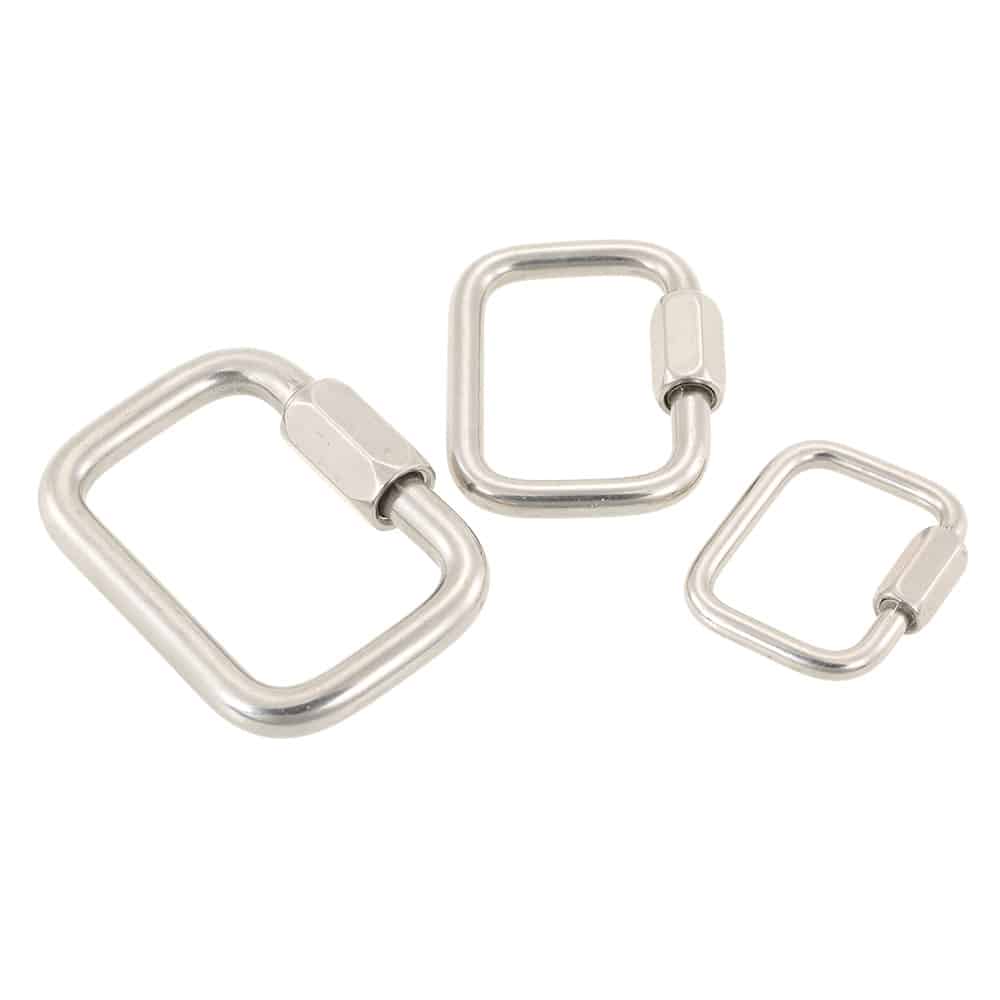 Stainless Steel Square Carabiner - Blue Force Sports