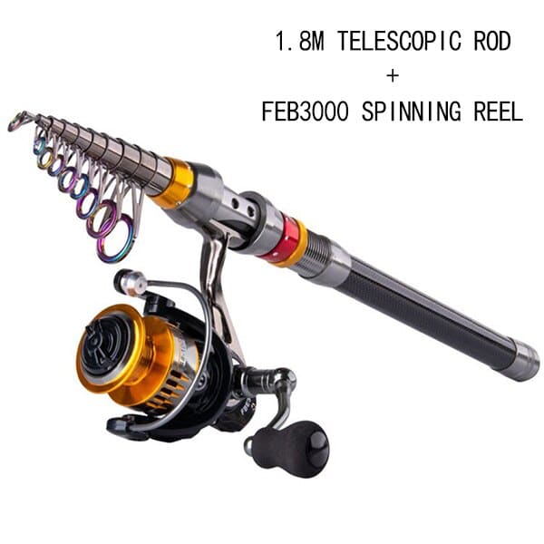 Telescopic Fishing Rod with Reel - Blue Force Sports